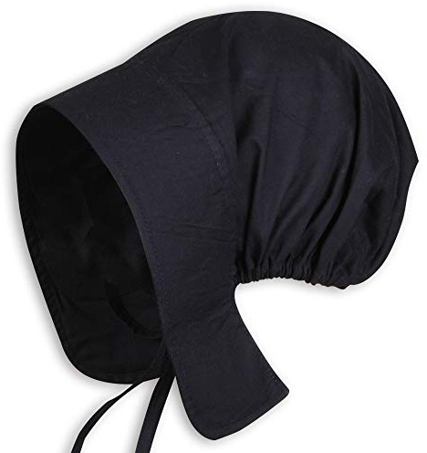 MYTHOLON Greta Magdhaube, Mittelalter Haube, Kopfbedeckung Damen Canvas Baumwolle, Verkleidung Kostüm LARP (Schwarz)