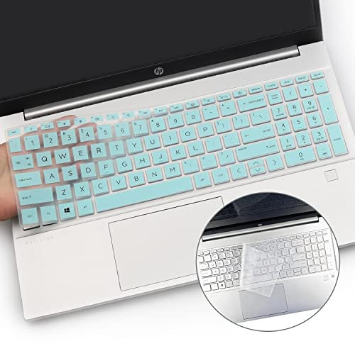 2 PCS Keyboard Cover for HP Pavilion & HP Laptop 15-eg 15-eh 15-er 15-eg0073/1073cl 15-eg1053cl eg0070wm eg0021nr eg0025nr 15-eh1085CL eh1052/1070wm eh1010nr 15-er0056cl er0151nr-HotBlue+Clear