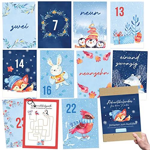 Papierdrachen Adventskalender 2025 für Kinder - Mitmach- und Aktivitätenkalender mit 24 Karten zum Gestalten - inkl. Bastelmaterial und Keksform