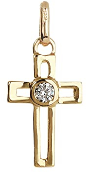 NKlaus Tauf Kreuz Kettenanhänger 333 Gold Gelbgold Kruzifix 8 Karat Goldkreuz 16x9,5mm 8003