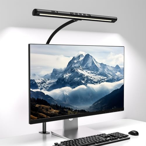 EYOCEAN Lampada da Scrivania, Lampada da Scrivania a LED con Pinza, Lampada a Collo d'oca Regolabile da 12 W, Lampada da Tavolo per Ufficio Controllo touch, Dimmer Regolabile e Temperatura di Colore