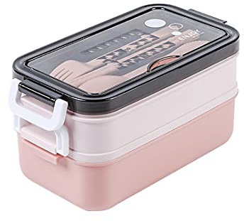 AEIWUMOK Brotbox mit Fächern Kinder Edelstahl Auslaufsicher,Bento Box Dicht Schmal,Brotdose dicht,Lunchbox Kinder mit Fächern,Vesperdose mit Unterteilung-Rosa