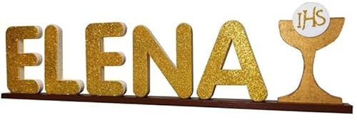 Inscripción de primera comunión personalizada de poliestireno con cáliz purpurina centro mesa decoración 60 cm