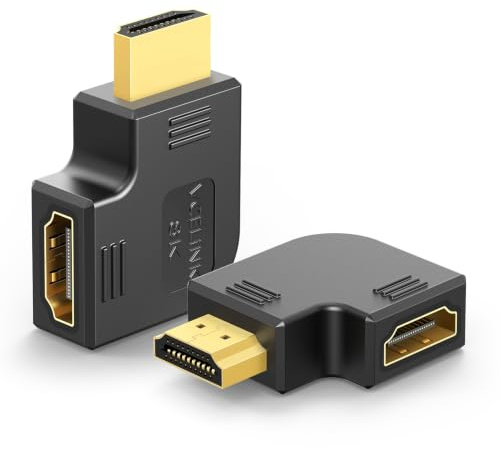 VCELINK 8K HDMI 90 and 270 Degree Angled Adapters Combo, HDMI 2.1 Right Angle Flat Extender Male to Female Gold Plated Support 8K@60Hz 4K@120Hz Compatible with Wall Mount TV/Laptop/Roku Stick/PS5