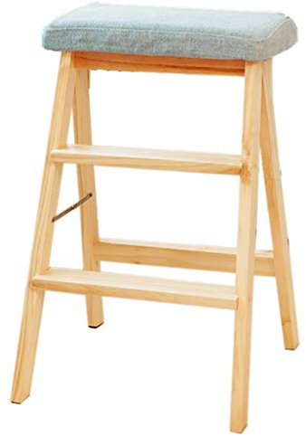 DASHADAO Taburete de Escalada Interior, Escalera portátil Plegable Taburete de Escalera Asientos de Silla Silla Alta Escalera de Madera Estante de Escalera Escalera de Tijera Cubierta de te