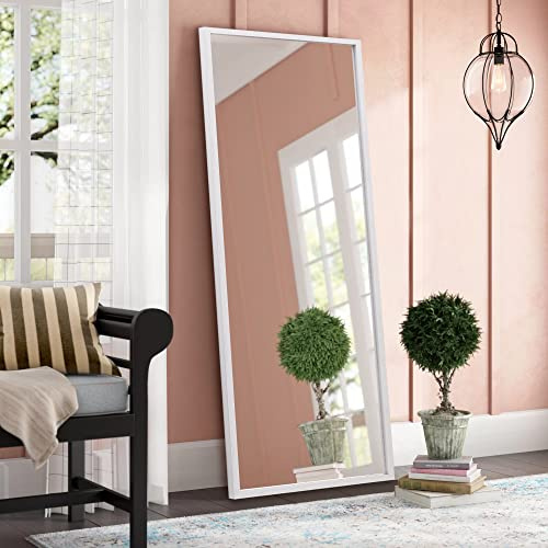 NeuType 59 X 16 Full Length Mirror MDF Frame Floor Mirror Wall Mirror Dressing Mirror Hanging or Leaning Against Wall Standing Mirror Bedroom Mirror Full Body Mirror White with Stand