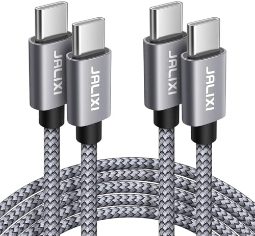 JALIXI Cable Mando PS5 3M, Cable USB C a USB C Largo Carga Rápida de Nailon Trenzado para Mando Playstation 5, Xbox Serie X S, Gris
