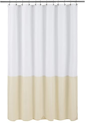 ALYVIA SPRING Rivestimento per tenda da doccia in tessuto impermeabile, morbido e leggero, 3 magneti inferiori, qualità alberghiera e lavabile in lavatrice, dimensioni standard 182 x 183 cm, bianco e