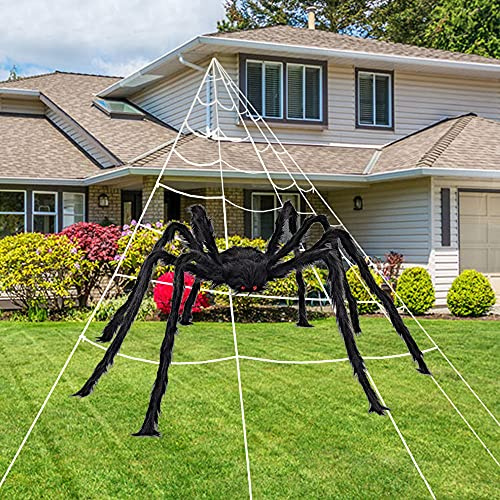 ZACENYU 200 Halloween Spider Web,59 Giant Spider Decorations,Spider Web Decoration Outdoor