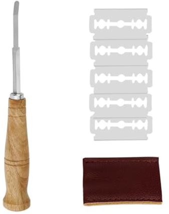 JSKWIKE Bäckermesser Baguettemesser Teigmesser Brot bäcker cutter mit 4 Rasierklinge Ritzmesser zum einschneiden von baguette für DIY Brotteig Muster