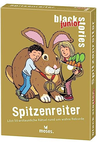 Moses. Black Stories junior Spitzenreiter - 50 erstaunliche Rätsel rund um wahre Rekorde, Rätsel Kartenspiel mit Spielvariante, Rätselspiel für Kinder ab 8 Jahren