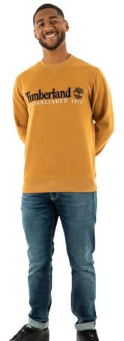 Timberland Herren Established 1973 Embroidery Logo Brush Back Crew Neck Wheat Boot Sweatshirt, Weizenboot, Small