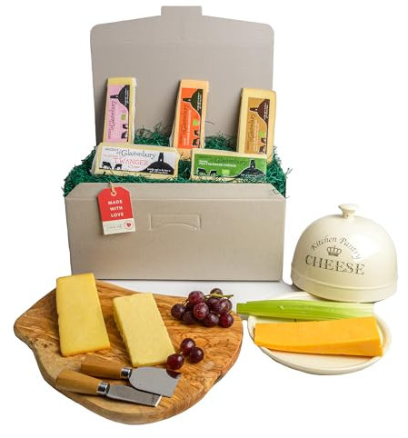 Cheese Hamper Gift Set | Includes Five Individually Wrapped Gourmet Cheeses| Luxury Cheese Hamper, Gourmet Gift Set | Cheese Selection Box. The Perfect Luxury Hamper Box | Food Gifts
