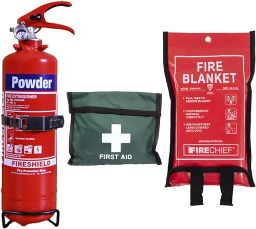 Home/Landlords Fire Safety Pack (2kg Powder, Soft Case Blanket & 1 Person First Aid Kit) - FireShield