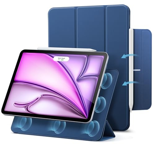 ESR für iPad Air 13 Zoll Hülle (M4/M3/M2), iPad Pro 12.9 Hülle, Blau | Trifold Zwei Wege Ständer, Starke Magnetbefestigung, Langlebiger Schutz, Rebound Serie