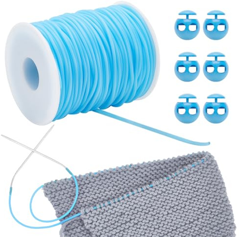 NBEADS 55 iarda/50 m di Cordoncino per Mantenere I Punti, con Tubi In Gomma Cava, con Fermacavi Forati per Trattenere I Punti, Bracciale, Collana, Perline, Cielo Blu Profondo
