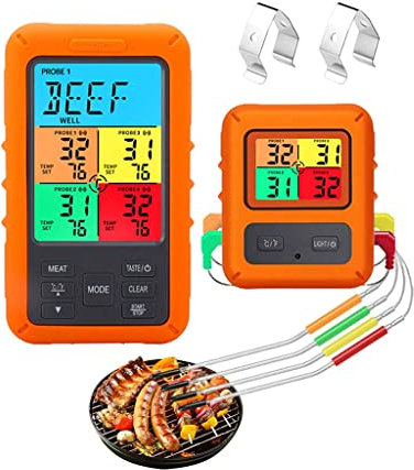Termometro Termometro per carne Termometro per alimenti con 4 sonde Termometro da cucina per cucinare, cuocere al forno, liquidi, caramelle, grigliare barbecue e friggitrice ad aria