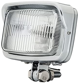 BOSYCY Vintage Motorcycle Headlight 6.5x 3.5 Upgraded LED Front Spotlight, Square Chrome Visor Headlamp Bottom Mount - Universal Fit for Chopper Bobber Cafe Racer Harley