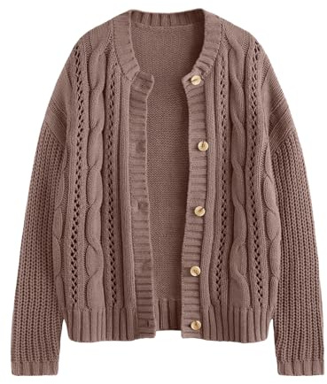 LILLUSORY Women Cable Knit Cardigan Sweaters 2026 Button Up Chunky Outfit