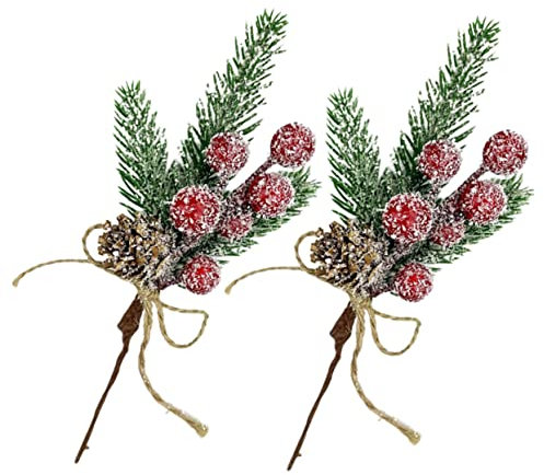 TOPBATHY 6 STK Weihnachtsdekorationen Beeren-Sprays Künstliche Weihnachtspflücker Weihnachtsbaum Beeren Dekore Künstliche Beerenstiele Pflanzendekorationen Pflanzen Rot Plastik