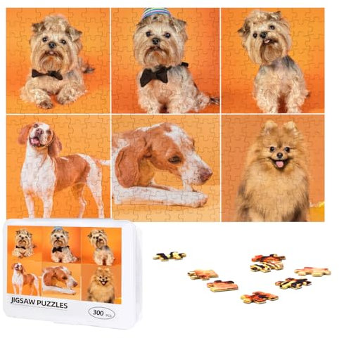 Personalised Jigsaw Frame Add 1 to 10 Photos Custom Wooden Puzzles Picture Name Text Customised Puzzle 300, 500, 1000 Pieces Birthday, Wedding, Graduation for Women Men, 6 Images, 300 pcs