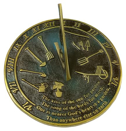 IOTC ARMOURY Beautiful Brass Cutlery Garden Sundial Kiss of The Sun Engraved Quote Sundial - Home & Garden Decor, Bithday Gift, Wedding Gift Sundial, Couple Gift Sundial