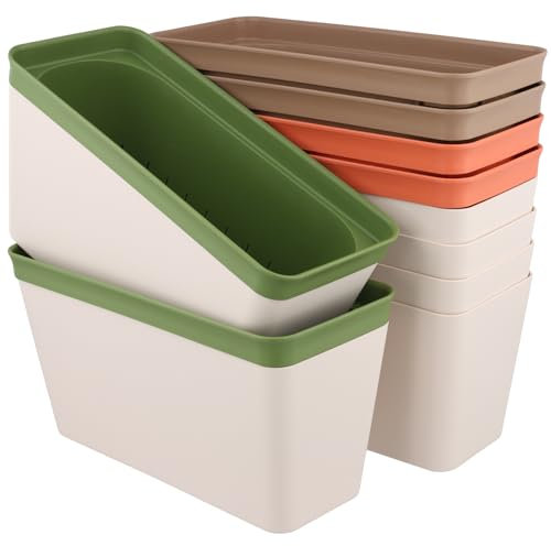 UNGFEI 6 fioriere rettangolari autoirriganti per davanzale da 27 x 13,5 x 12 cm, vasi per erbe aromatiche per interni ed esterni, piante grasse