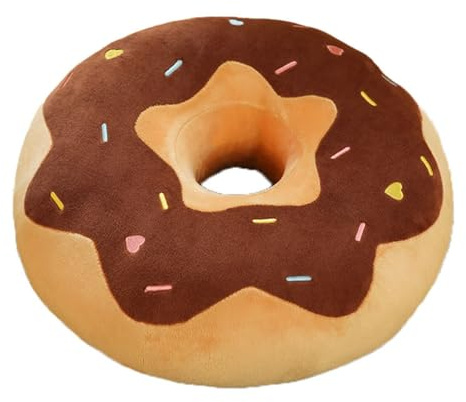 AQCQDQ Donut Plüschtier, Donut Plüschkissen, Süßes Rundes Dekokissen für Sofa, Bett, Stuhl, Wohnzimmer, Schlafzimmer (38cm, Braun)