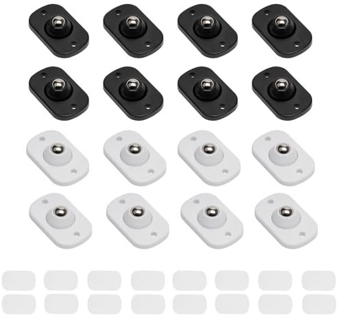 16 Pcs Mini Ruedas para Muebles Pesados Pequeñas, Ruedas Giratorias 360° Pequeñas Adhesivas, Mini Rueda de Bola para Electrodomésticos de Cocina Mesas Sillas Cubos de Basura (Blanco, Negro)