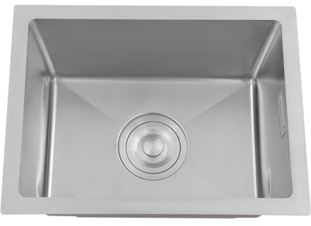 Évier de cuisine en acier inoxydable - Évier encastré - Évier simple en acier inoxydable - Lavabo intégré - 1 bac - 40 x 30 cm - Avec filtre de drainage - Argenté
