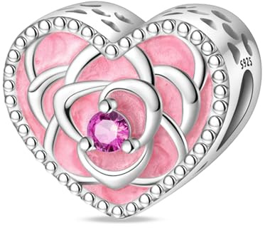 YIXUAN Charms Cœur Fleuri Compatible avec les bracelets Pandora pour collier en argent 925 bijoux pour femmes cadeaux d’Halloween