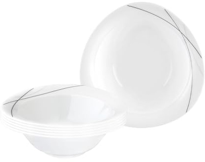 Seltmann Weiden Trio Highline Dessertschale ø 15,9 cm, 6er Set Müslischalen mit unverwechselbarem Design, Spülmaschinengeeignet, Porzellan, Weiß-Grau