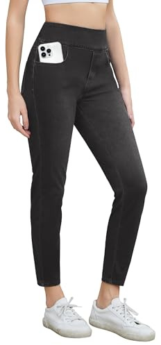 Desol skinny jeans dam jeggings dam stretch hög midja elastiska jeggings figurnära jeansbyxor bekväma och eleganta idealiska för olika kroppsformer, svart, M