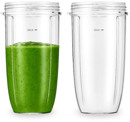 Paquete de 2 vasos de repuesto para licuadora Nutribullet de 600 W y 900 W, compatibles con cuchillas extractoras NutriBullet