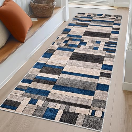 Tapis de Couloir Long Antidérapant Tapis de Passage à Poil Court Tapis de Cuisine Devant Evier Lavable Absorbante paillasson Tapis d Entree Interieur pour Salon Chambre Porte Escalier 80 x 150 cm