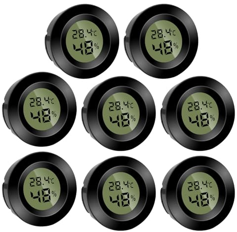 Lot de 8 mini hygromètres numériques ronds pour intérieur, bureau, salon