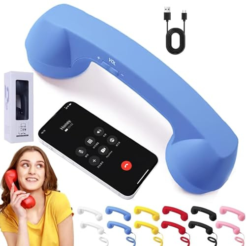 Auricular De Teléfono Retro, con Conector Tipo C Y Bluetooth, Estilo Teléfono Fijo, Adaptador De Teléfono Vintage A Fijo, Compatible con Teléfonos Móviles, con Botón De Respuesta, Micrófono Y Altavoz