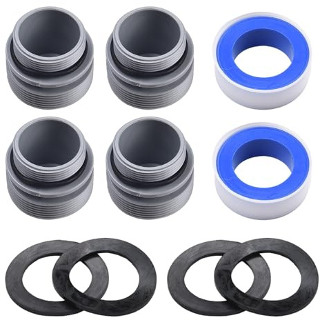 Gettimore Kit de conversión de adaptador de manguera de 40 mm a salida de entrada de 1-1/2 pulgadas para piscinas Intex, conector de filtro de piscina de plástico con correa, gris, 3 piezas (adaptador