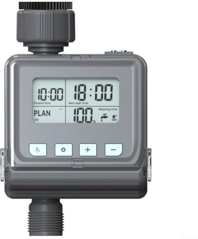 Temporizador automático de agua para jardín con 3 programas programados y sensor de lluvia compatible con aspersores de césped y sistemas de riego por goteo
