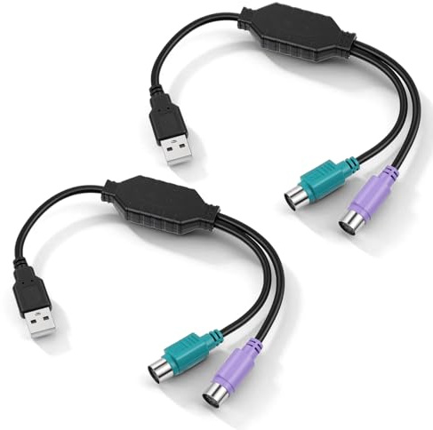 Jxiwfvl PS/2 to USB Adapter USB to PS/2 Plug Active Dual PS/2Adapter Computers Accessories Keyboard and Mouse Adapters (Black)