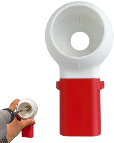 Drill Dust Collector,Drill Dust Catcher,Plastic Dustproof Tool for Removing Debris and Dust,with Guide and Bottle Interface for Wood, Stone, and Metal Drilling,Red&White