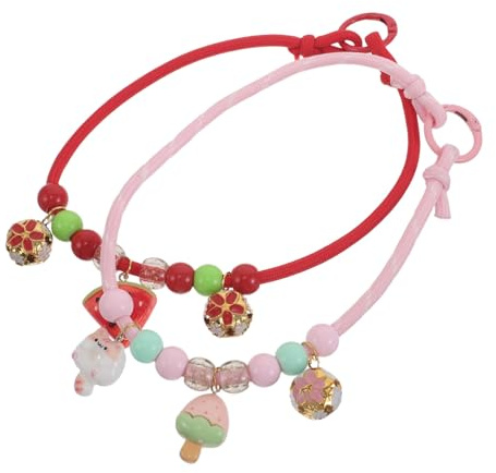 OSOLADY 2 St Justerbart Pärlhalsband för Små Hundar och Katter Färgglatt Smycke med Berlocker och Hållbar Halsband för och Kattungar för Dagligt Användande och Festliga Tillfällen