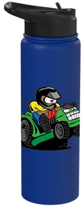 Funny Cartoon Riding Lawn Mower Racing Lawn Tractor Stainless Steel Insulated Water Bottle