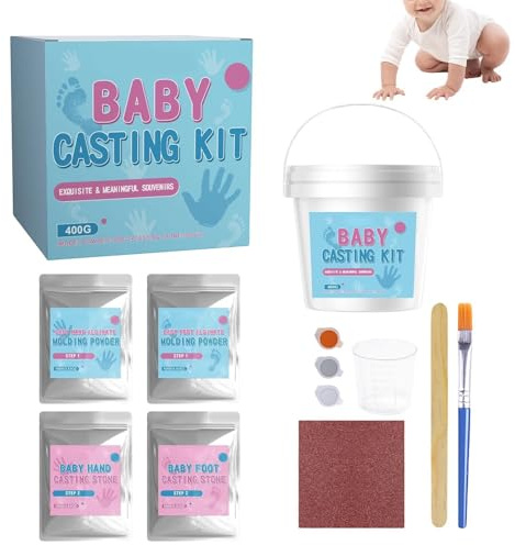 Genérico Kit de Huellas para Niños,Set de Escayola 3D Realista para Manualidades - Recuerdo de Huella de Mano en Arcilla - Para Adultos, Familias, Amigos, Padres y Preescolares