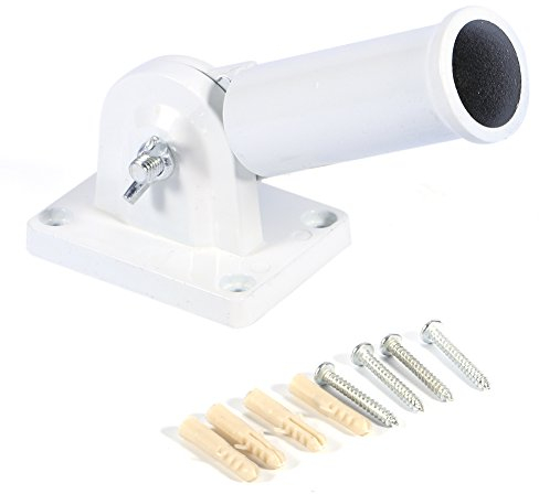 Wall Mount Adjustable Holder Bracket White Metal Flag Pole Windsock Base with Screws