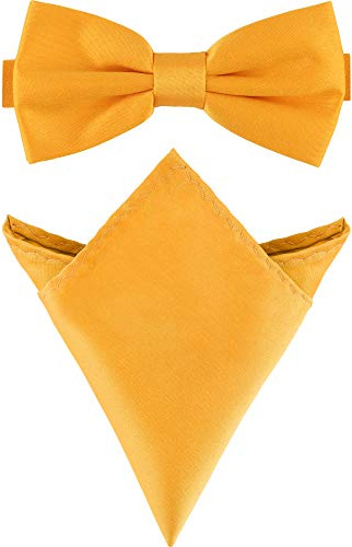 Ladeheid Herren Schmale Fliege & Einstecktuch Set M/P (12cm x 6cm, 22cm x 22cm)