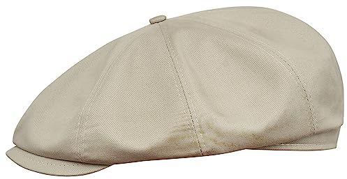 Sterkowski Modell Shelby | Baumwolle Schiebermütze für Herren und Damen | Fahrrad Cabrio Retro Kappe Freizeit Premium Stilvolle Gangster Gatsby Klassische Sommer Ballonmütze Schirm Beige-Grau 59