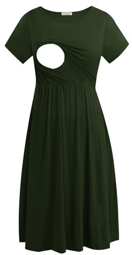 Smallshow Damen Lässiges Kurzarm Stillkleid Umstandskleid für Stillen