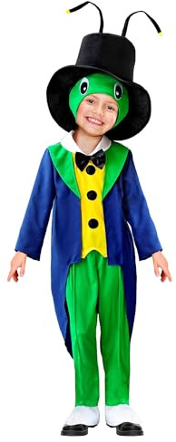W WIDMANN MILANO Party Fashion - Costume da bambino Cicala | Costume da cavalletta in 5 pezzi con frac, pantaloni, ghette, cappello con maschera, gilet, colletto e papillon