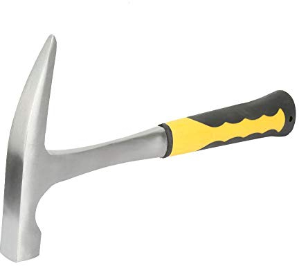 Estudio geológico de boca plana de doble cabeza Martillo de pico de pato de ladrillo, mango de goma, acero de alto carbono (cabeza de martillo 500g)